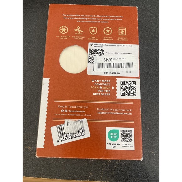 Texas Linen Co. Pillowcase Standard/Queen Cream Pinstripe 100% Cotton Set of 2 - Picture 6 of 13